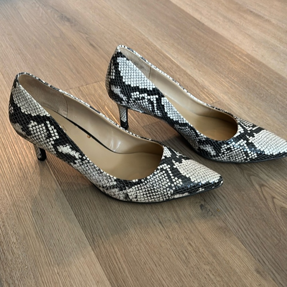 Naturalizer Black and White Heels with Snakeskin Print
